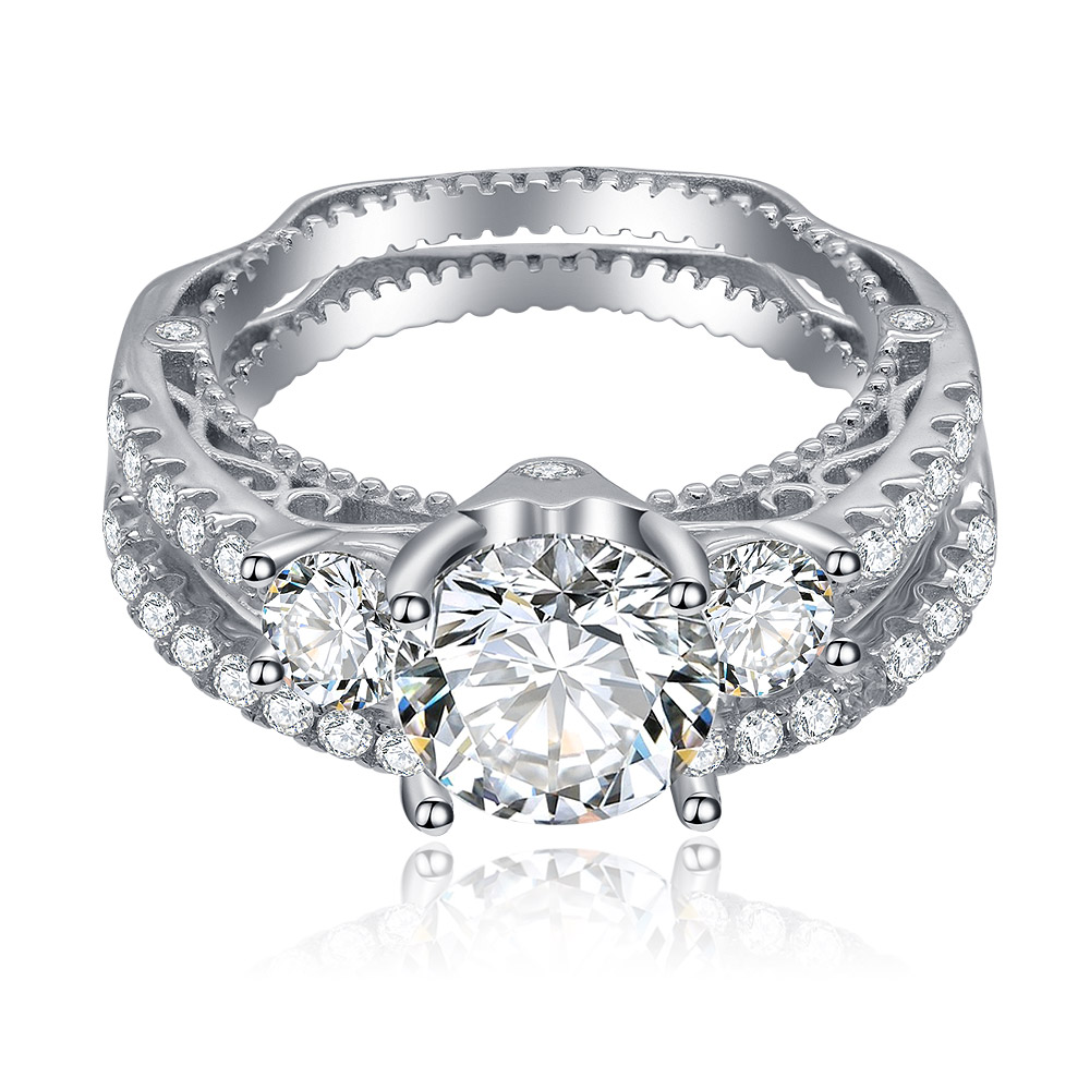 Princess Cut Center with Halo Bridal Ring Set